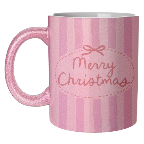 Retro Merry Christmas stripes - unique mug by Giddy Kipper