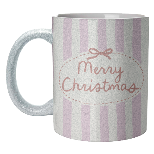 Retro Merry Christmas stripes - unique mug by Giddy Kipper