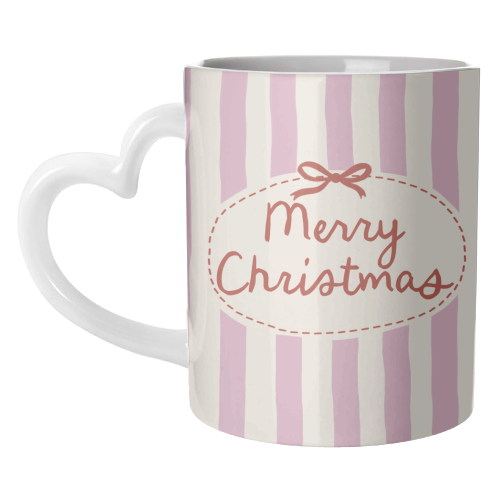 Retro Merry Christmas stripes - unique mug by Giddy Kipper