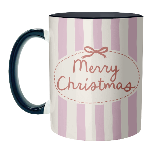 Retro Merry Christmas stripes - unique mug by Giddy Kipper