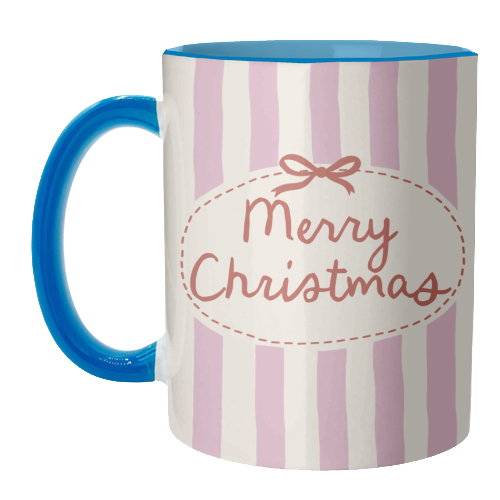 Retro Merry Christmas stripes - unique mug by Giddy Kipper