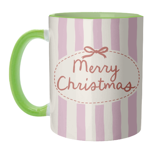 Retro Merry Christmas stripes - unique mug by Giddy Kipper