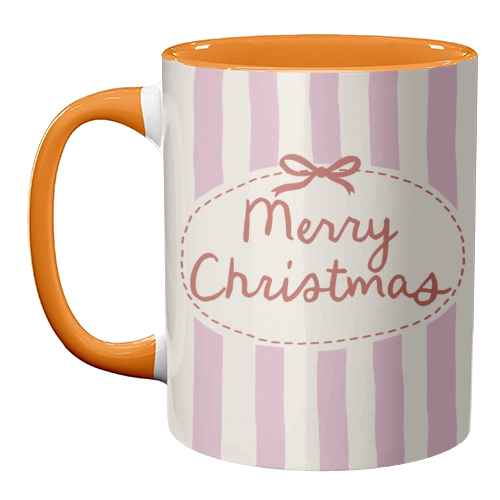 Retro Merry Christmas stripes - unique mug by Giddy Kipper