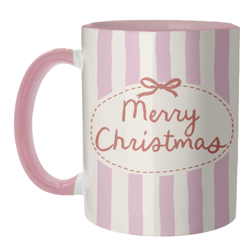 Retro Merry Christmas stripes - unique mug by Giddy Kipper
