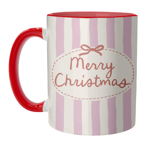 Retro Merry Christmas stripes - unique mug by Giddy Kipper