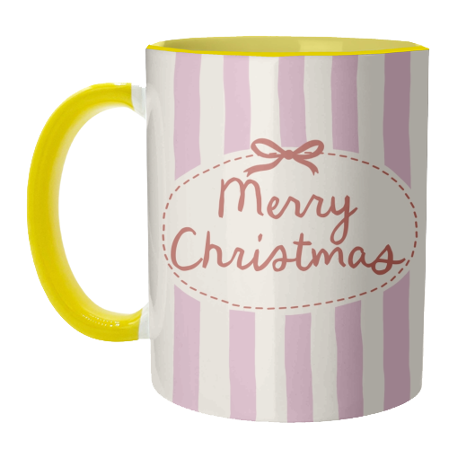 Retro Merry Christmas stripes - unique mug by Giddy Kipper