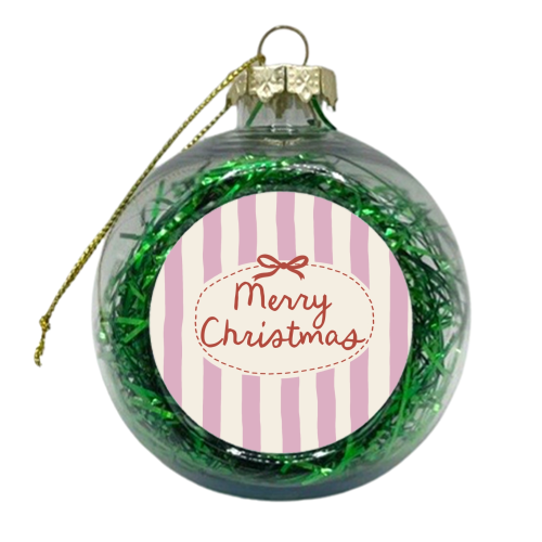 Retro Merry Christmas stripes - xmas bauble by Giddy Kipper