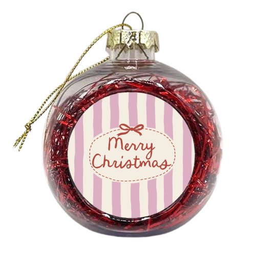 Retro Merry Christmas stripes - xmas bauble by Giddy Kipper