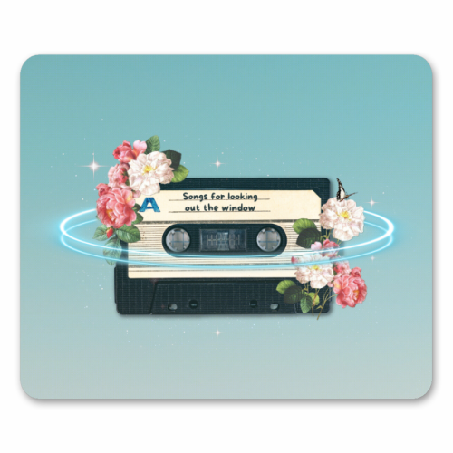 Retro Mixtape Floral Art - mouse mat by OhMC! Designs