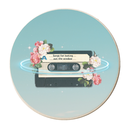 Retro Mixtape Floral Art - personalised beer coaster by OhMC! Designs