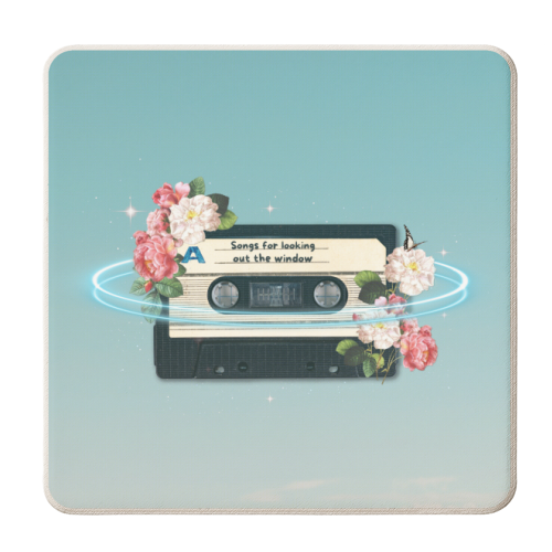 Retro Mixtape Floral Art - personalised beer coaster by OhMC! Designs