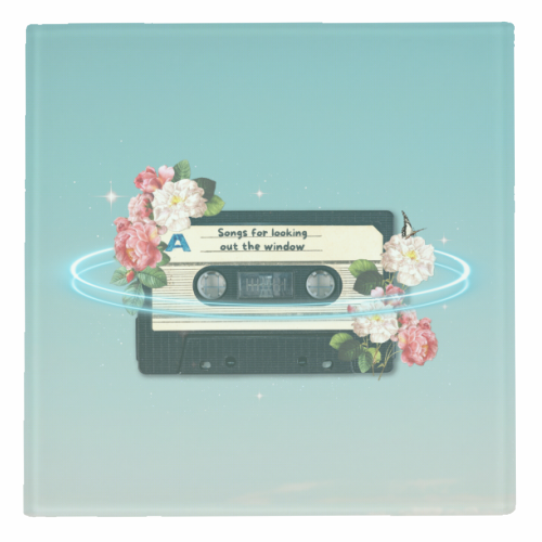 Retro Mixtape Floral Art - personalised beer coaster by OhMC! Designs