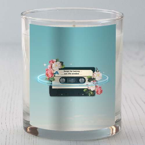 Retro Mixtape Floral Art - scented candle by OhMC! Designs