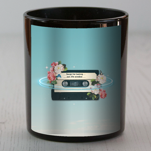 Retro Mixtape Floral Art - scented candle by OhMC! Designs
