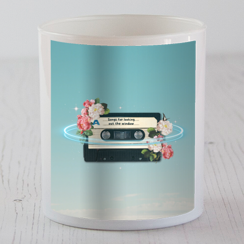 Retro Mixtape Floral Art - scented candle by OhMC! Designs