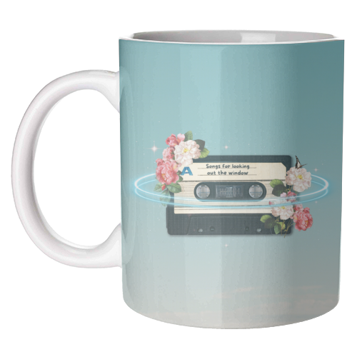 Retro Mixtape Floral Art - unique mug by OhMC! Designs