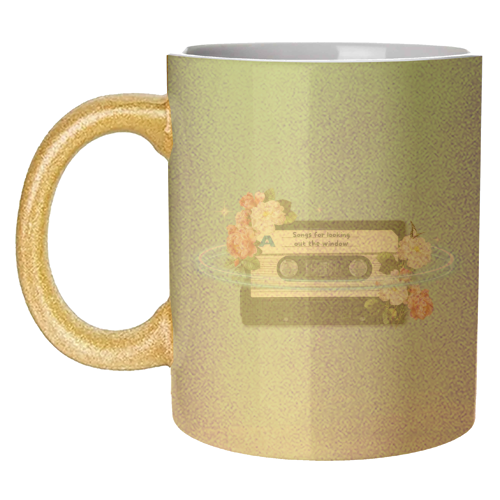 Retro Mixtape Floral Art - unique mug by OhMC! Designs