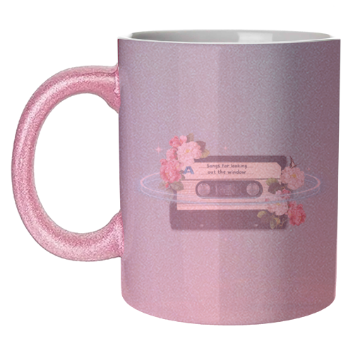 Retro Mixtape Floral Art - unique mug by OhMC! Designs