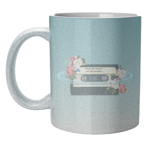 Retro Mixtape Floral Art - unique mug by OhMC! Designs