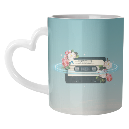 Retro Mixtape Floral Art - unique mug by OhMC! Designs