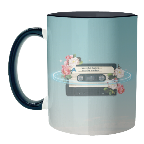 Retro Mixtape Floral Art - unique mug by OhMC! Designs