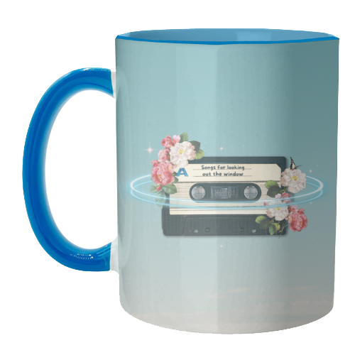Retro Mixtape Floral Art - unique mug by OhMC! Designs