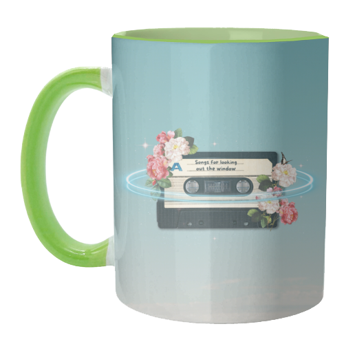 Retro Mixtape Floral Art - unique mug by OhMC! Designs
