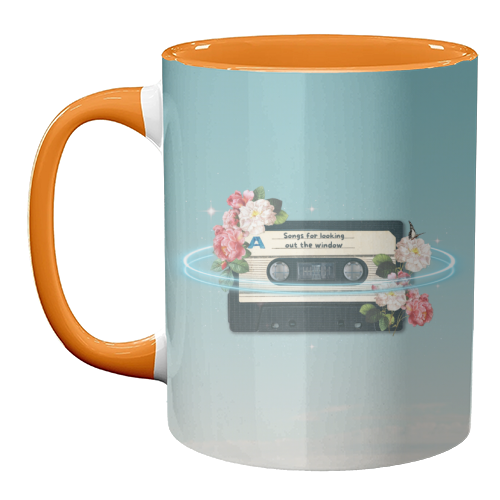 Retro Mixtape Floral Art - unique mug by OhMC! Designs