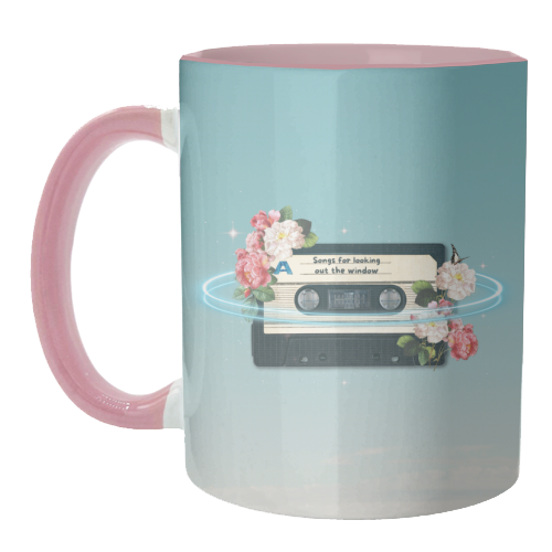 Retro Mixtape Floral Art - unique mug by OhMC! Designs