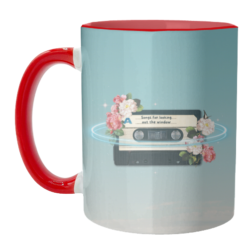 Retro Mixtape Floral Art - unique mug by OhMC! Designs