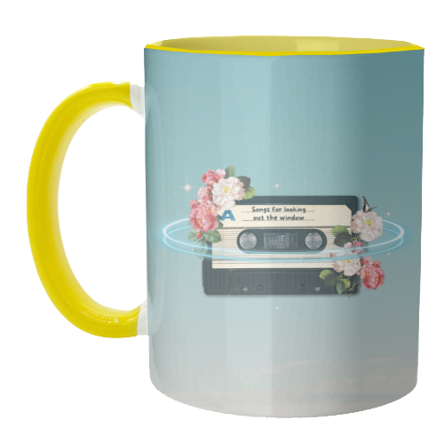 Retro Mixtape Floral Art - unique mug by OhMC! Designs