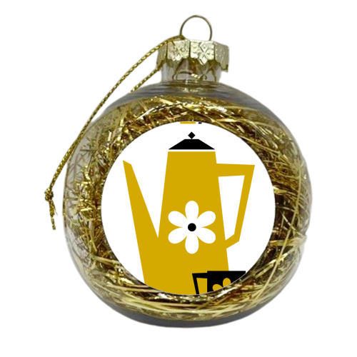 Retro Modern Tea Pot - xmas bauble by InspiredImages