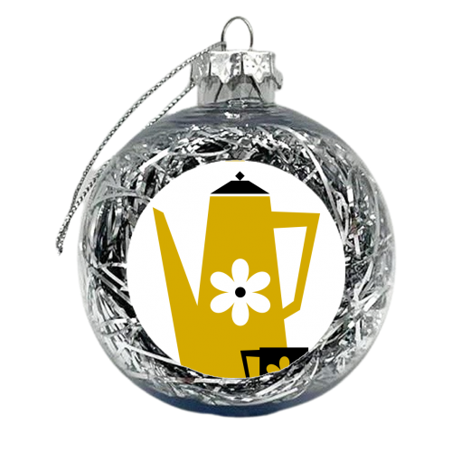 Retro Modern Tea Pot - xmas bauble by InspiredImages
