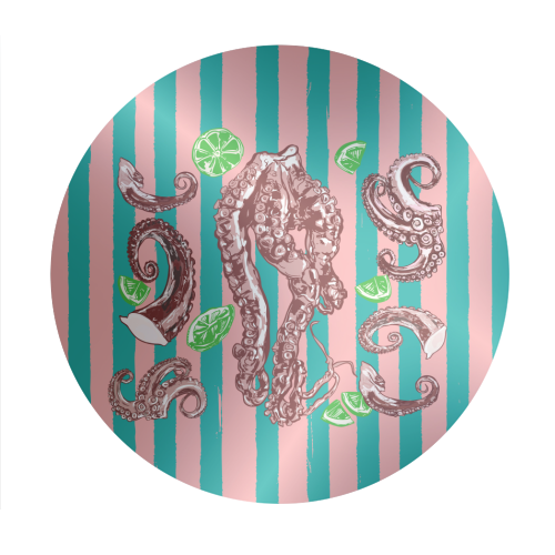 Retro Octopus Tentacles Illustration - Circle Sticker by EZbie