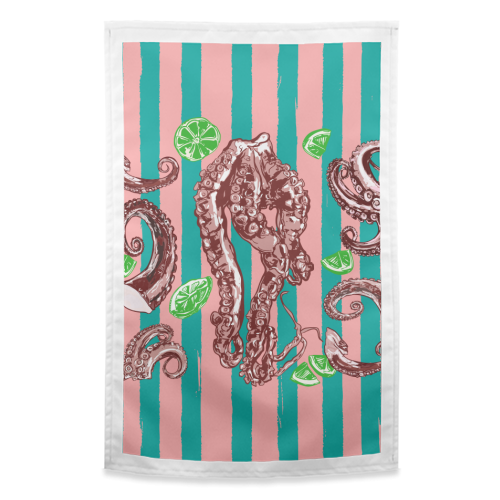 Retro Octopus Tentacles Illustration - funny tea towel by EZbie