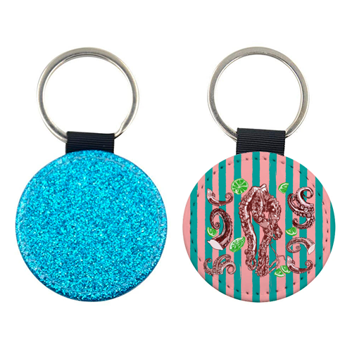 Retro Octopus Tentacles Illustration - keyring by EZbie