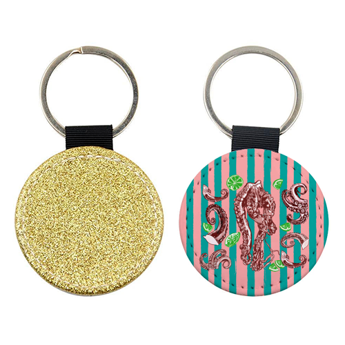 Retro Octopus Tentacles Illustration - keyring by EZbie