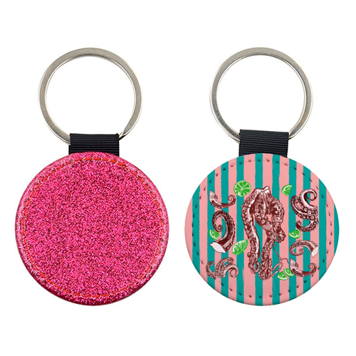 Retro Octopus Tentacles Illustration - keyring by EZbie
