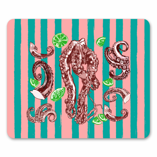 Retro Octopus Tentacles Illustration - mouse mat by EZbie