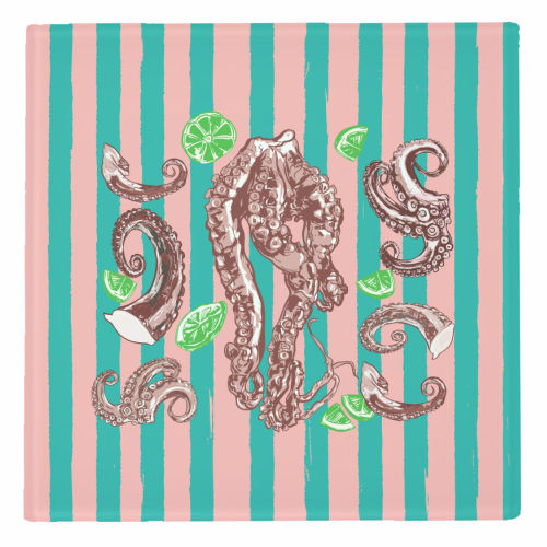 Retro Octopus Tentacles Illustration - personalised beer coaster by EZbie