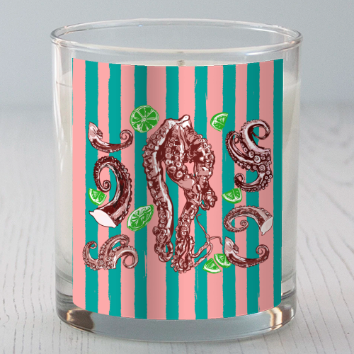 Retro Octopus Tentacles Illustration - scented candle by EZbie