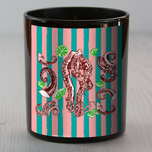 Retro Octopus Tentacles Illustration - scented candle by EZbie