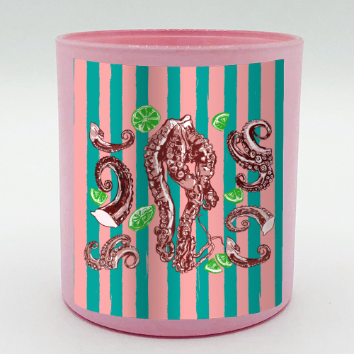 Retro Octopus Tentacles Illustration - scented candle by EZbie