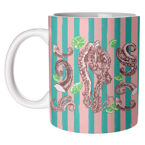 Retro Octopus Tentacles Illustration - unique mug by EZbie