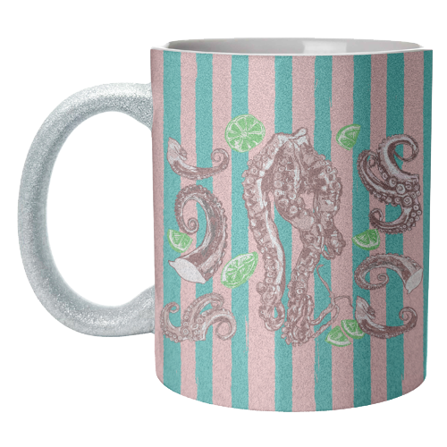 Retro Octopus Tentacles Illustration - unique mug by EZbie