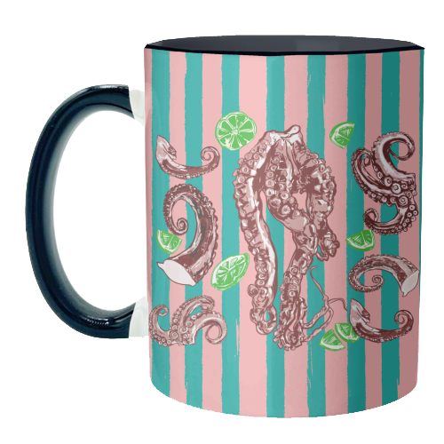 Retro Octopus Tentacles Illustration - unique mug by EZbie