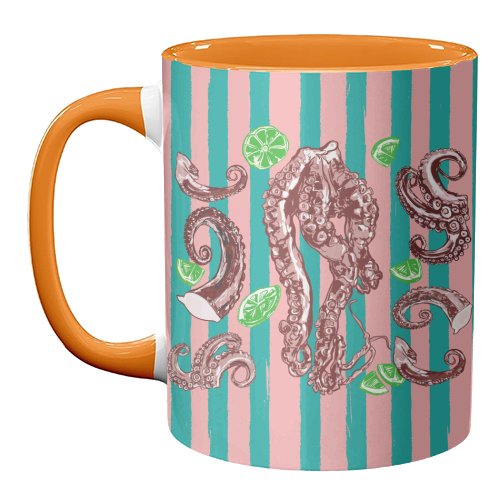 Retro Octopus Tentacles Illustration - unique mug by EZbie