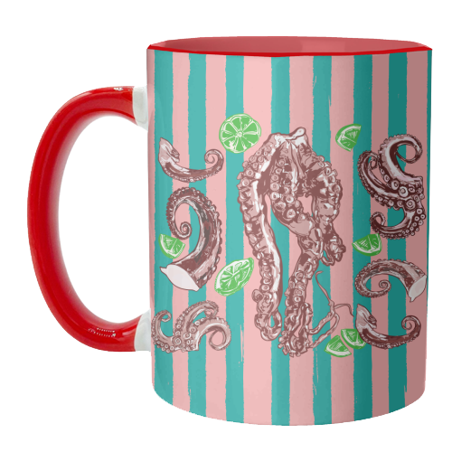 Retro Octopus Tentacles Illustration - unique mug by EZbie