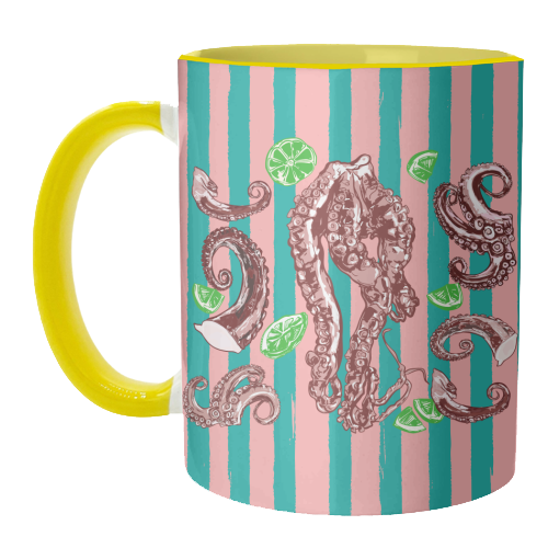 Retro Octopus Tentacles Illustration - unique mug by EZbie