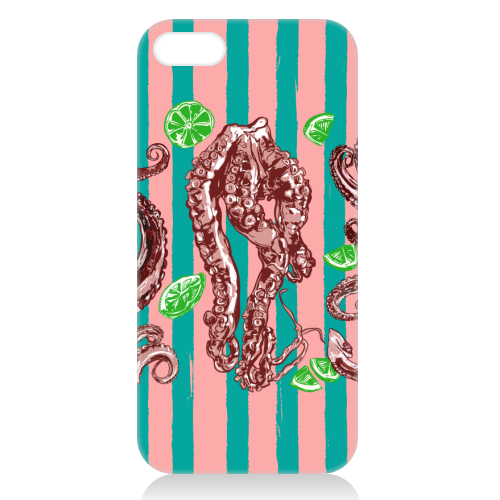 Retro Octopus Tentacles Illustration - unique phone case by EZbie